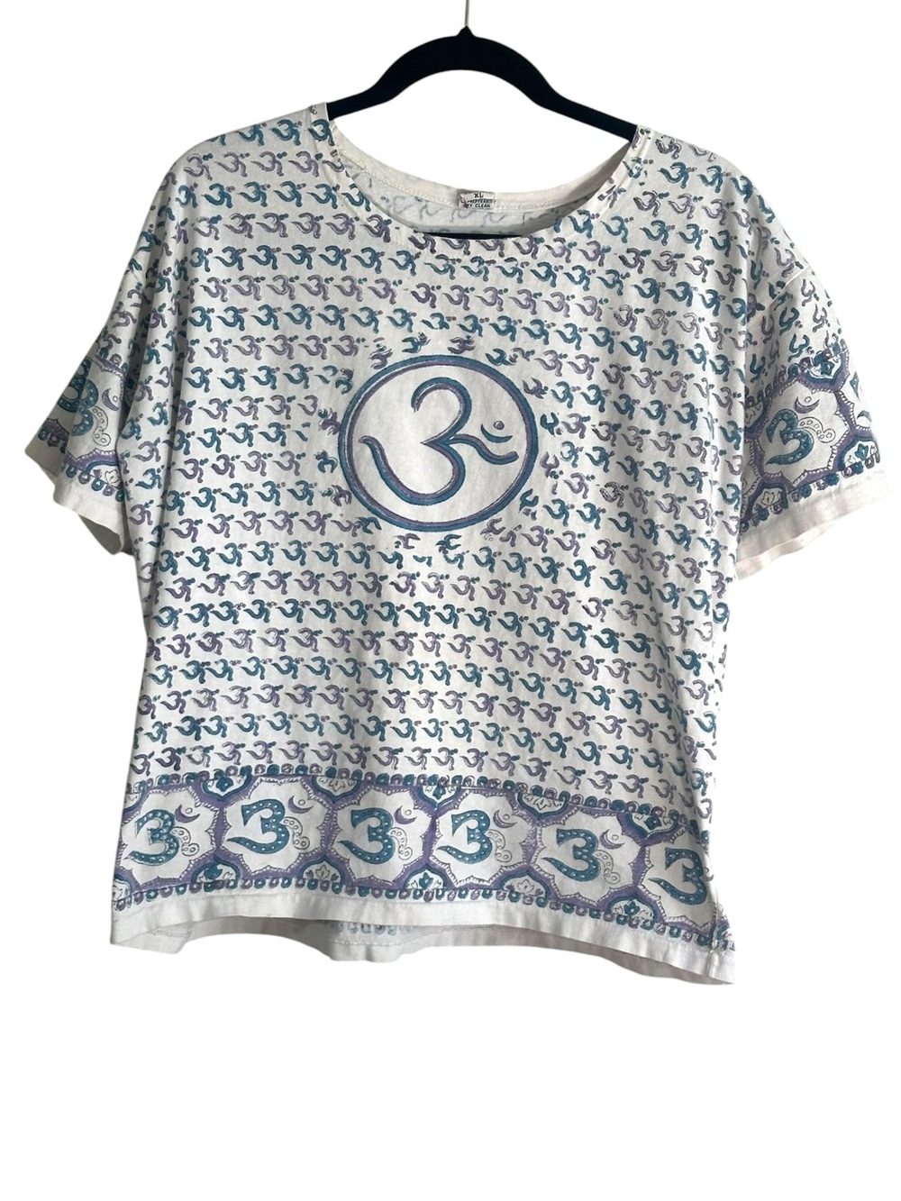 Vintage Om Motif cotton graphic tee xl